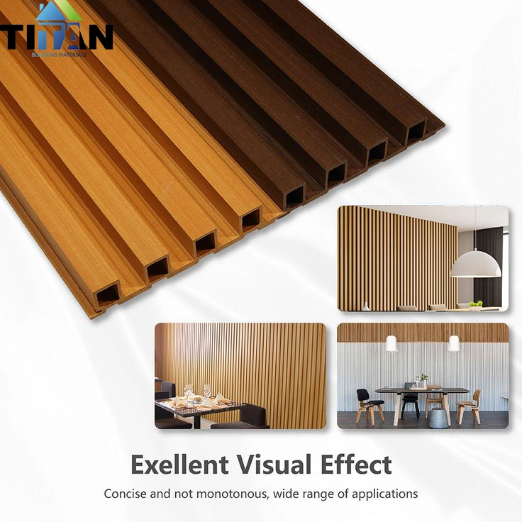 Indoor Fluted Plastic Wood Panel Board WPC Composite Wall Cladding