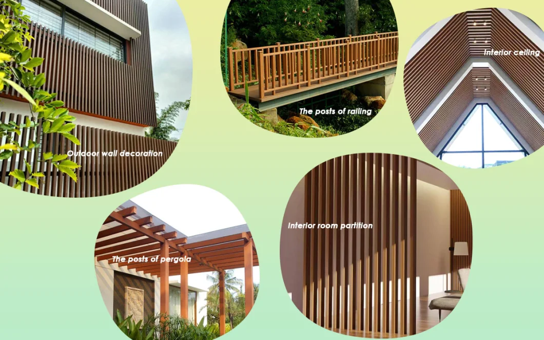 China Supplier WPC Timber Tube Hollow Composite Pergola Railing Wall Decoration