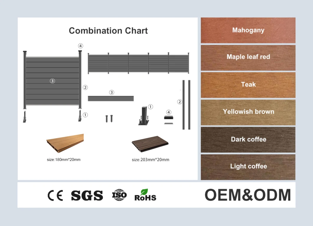 Wood Grain Plastic Fluted Outdoor WPC Outdoor Wall Panel Fence